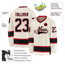 Laden Sie das Bild in den Galerie-Viewer, Custom Cream Black-Red Hockey Jersey
