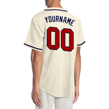 Laden Sie das Bild in den Galerie-Viewer, Custom Cream Red-Navy Authentic Baseball Jersey
