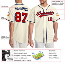 Laden Sie das Bild in den Galerie-Viewer, Custom Cream Red-Navy Authentic Baseball Jersey

