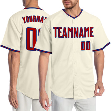 Custom Cream Red-Royal Authentic Baseball Jersey