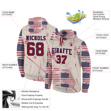 Laden Sie das Bild in den Galerie-Viewer, Custom Stitched Cream Crimson-Navy 3D American Flag Fashion Sports Pullover Sweatshirt Hoodie
