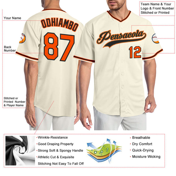 Cheap Custom Cream Orange-Black Authentic Baseball Jersey Free Shipping –  CustomJerseysPro