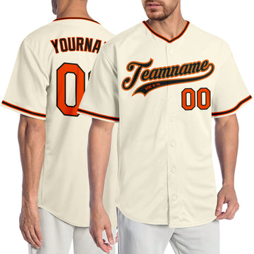 Custom Cream Orange Black-Old Gold Authentic Baseball Jersey