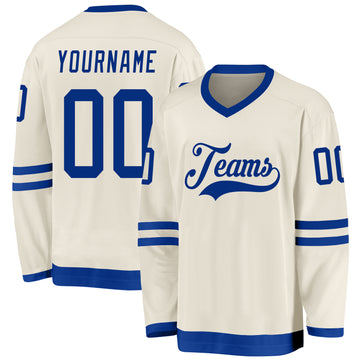 Custom Cream Royal Hockey Jersey