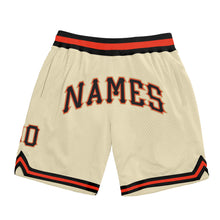 Load image into Gallery viewer, Custom Cream Black-Orange Authentic Throwback Basketball Shorts
