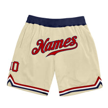 Load image into Gallery viewer, Custom Cream Red-Navy Authentic Throwback Basketball Shorts
