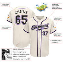 Load image into Gallery viewer, Custom Cream Black-Purple Authentic Baseball Jersey
