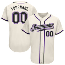 Load image into Gallery viewer, Custom Cream Black-Purple Authentic Baseball Jersey
