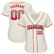 Загрузить изображение в средство просмотра галереи, Custom Cream Red-Navy Authentic Drift Fashion Baseball Jersey

