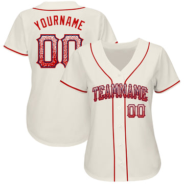 Custom Cream Red-Navy Authentic Drift Fashion Baseball Jersey