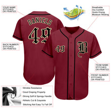 Load image into Gallery viewer, Custom Crimson Black-City Cream Authentic Baseball Jersey
