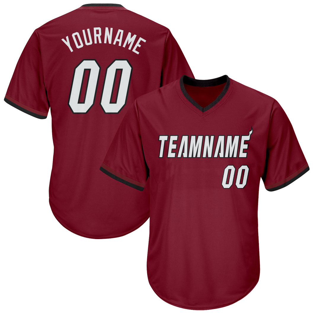 Custom Crimson White-Black Authentic Throwback Rib-Knit Baseball Jersey Shirt