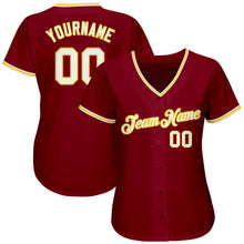 Load image into Gallery viewer, Custom Crimson White-Gold Authentic Baseball Jersey
