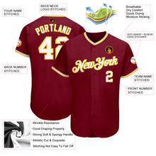 Load image into Gallery viewer, Custom Crimson White-Gold Authentic Baseball Jersey
