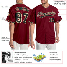 Laden Sie das Bild in den Galerie-Viewer, Custom Crimson Black-City Cream Authentic Baseball Jersey
