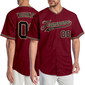 Custom Crimson Black-City Cream Authentic Baseball Jersey