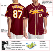 Laden Sie das Bild in den Galerie-Viewer, Custom Crimson White-Gold Authentic Baseball Jersey
