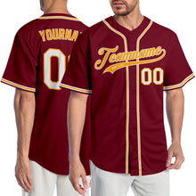 Laden Sie das Bild in den Galerie-Viewer, Custom Crimson White-Gold Authentic Baseball Jersey
