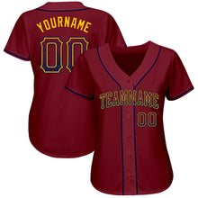 Load image into Gallery viewer, Custom Crimson Navy-Gold Authentic Drift Fashion Baseball Jersey
