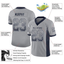 Load image into Gallery viewer, Custom Light Gray Navy-White Mesh Drift Fashion Football Jersey
