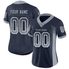 Load image into Gallery viewer, Custom Navy Light Gray-White Mesh Drift Fashion Football Jersey
