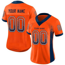 Load image into Gallery viewer, Custom Orange Navy-White Mesh Drift Fashion Football Jersey
