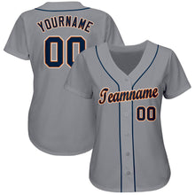 Load image into Gallery viewer, Custom Gray Navy-Orange Baseball Jersey
