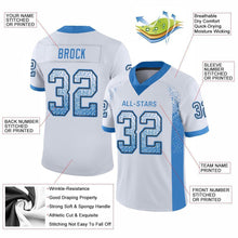 Load image into Gallery viewer, Custom White Powder Blue-Black Mesh Drift Fashion Football Jersey
