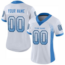 Load image into Gallery viewer, Custom White Powder Blue-Black Mesh Drift Fashion Football Jersey
