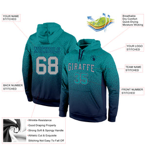 Custom Stitched Aqua Gray-Navy Fade Fashion Sports Pullover Sweatshirt Hoodie