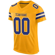 Laden Sie das Bild in den Galerie-Viewer, Custom Gold Royal-White Mesh Authentic Football Jersey
