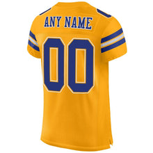 Laden Sie das Bild in den Galerie-Viewer, Custom Gold Royal-White Mesh Authentic Football Jersey
