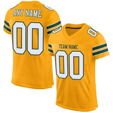 Load image into Gallery viewer, Custom Gold White-Green Mesh Authentic Football Jersey
