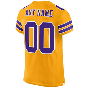 Custom Gold Purple-White Mesh Authentic Football Jersey