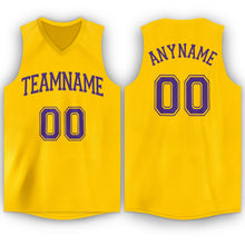 Load image into Gallery viewer, Custom Gold Purple V-Neck Basketball Jersey
