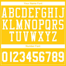 Load image into Gallery viewer, Custom Gold White Round Neck Suit Basketball Jersey
