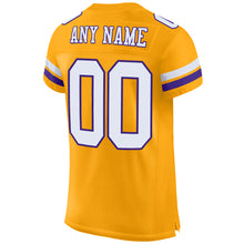Load image into Gallery viewer, Custom Gold White-Purple Mesh Authentic Football Jersey
