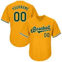 Laden Sie das Bild in den Galerie-Viewer, Custom Gold Green-White Authentic Throwback Rib-Knit Baseball Jersey Shirt
