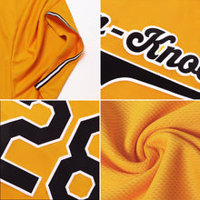 Laden Sie das Bild in den Galerie-Viewer, Custom Gold Purple-White Authentic American Flag Fashion Baseball Jersey
