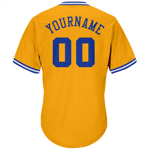 Custom Gold Royal-White Authentic Throwback Rib-Knit Baseball Jersey Shirt