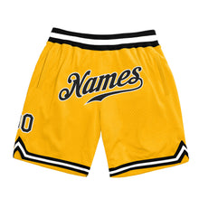 Charger l&#39;image dans la galerie, Custom Gold Black-White Authentic Throwback Basketball Shorts

