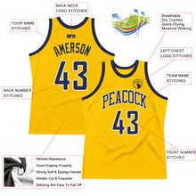 Load image into Gallery viewer, Custom Gold Navy-White Authentic Throwback Basketball Jersey
