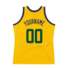 Load image into Gallery viewer, Custom Gold Hunter Green-Navy Authentic Throwback Basketball Jersey
