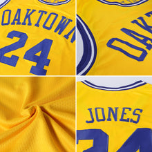 Load image into Gallery viewer, Custom Gold Black-Red Authentic Throwback Basketball Jersey
