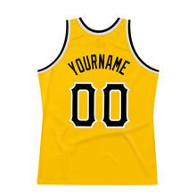 Load image into Gallery viewer, Custom Gold Black-White Authentic Throwback Basketball Jersey

