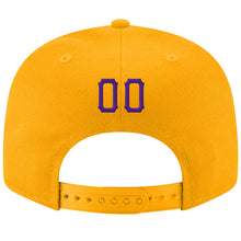 Laden Sie das Bild in den Galerie-Viewer, Custom Gold Purple-Black Stitched Adjustable Snapback Hat
