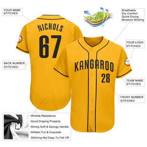 Custom Gold Black Authentic Baseball Jersey