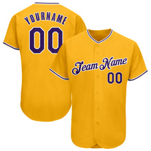 Load image into Gallery viewer, Custom Gold Navy-Light Blue Authentic Baseball Jersey

