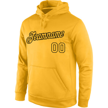 Custom Stitched Gold Gold-Black Sports Pullover Sweatshirt Hoodie