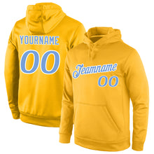 Load image into Gallery viewer, Custom Stitched Gold Light Blue-White Sports Pullover Sweatshirt Hoodie
